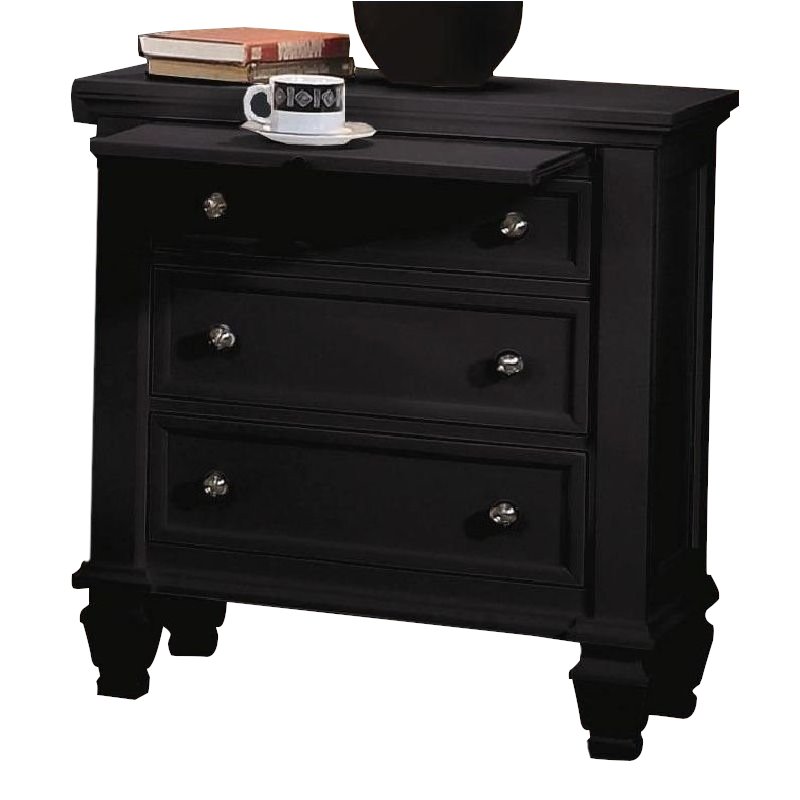 Catania Modern / Contemporary Coastal 3-Drawer Wood Nightstand in Black