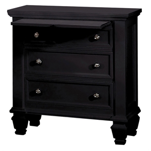 Catania Modern / Contemporary Coastal 3-Drawer Wood Nightstand in Black