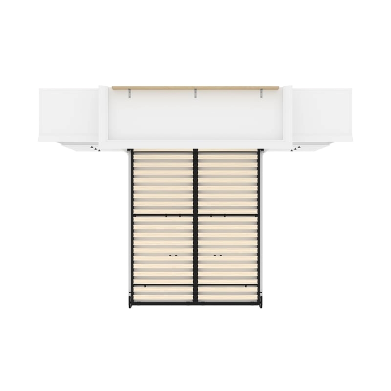 Catania Wood Queen Murphy Bed and 2 Organizers with Drawers in White