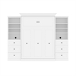 Catania Wood Queen Murphy Bed and 2 Organizers with Drawers in White