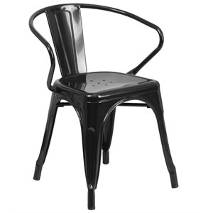 Catania Modern / Contemporary Metal Stackable Dining Arm Chair in Black