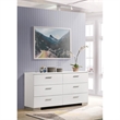 Catania 6-Drawer Contemporary Wood Dresser with Chrome Legs in Glossy White