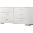 Catania 6-Drawer Contemporary Wood Dresser with Chrome Legs in Glossy White