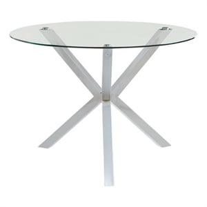 Catania Contemporary Round Glass Top Dining Table in Clear Finish