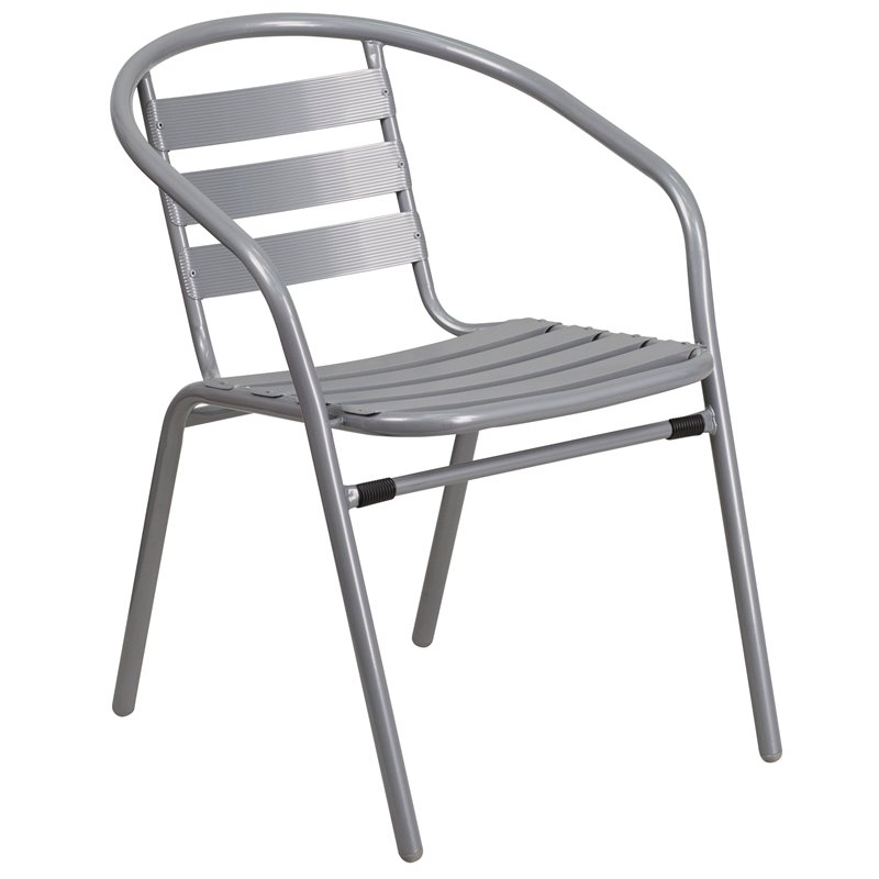 Catania Modern / Contemporary Metal Stacking Patio Chair in Silver