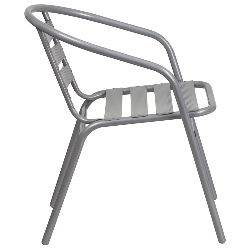 Catania Modern / Contemporary Metal Stacking Patio Chair in Silver