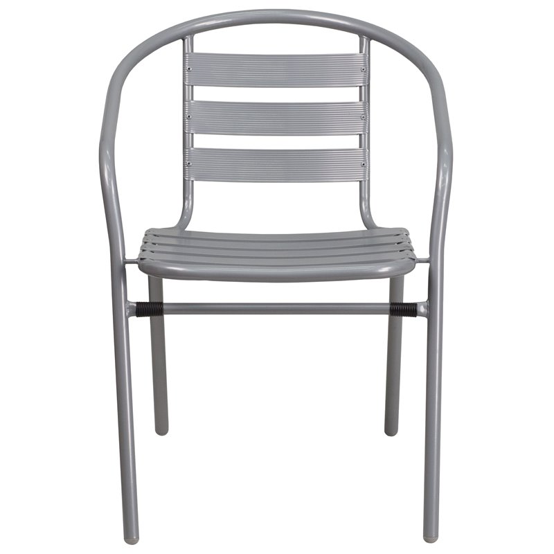Catania Modern / Contemporary Metal Stacking Patio Chair in Silver