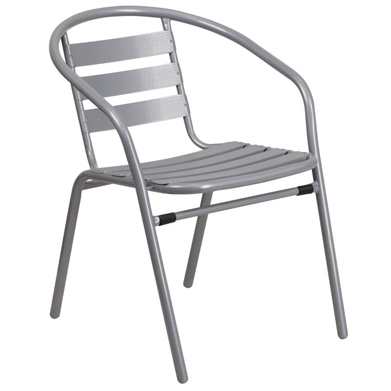 Catania Modern / Contemporary Metal Stacking Patio Chair in Silver