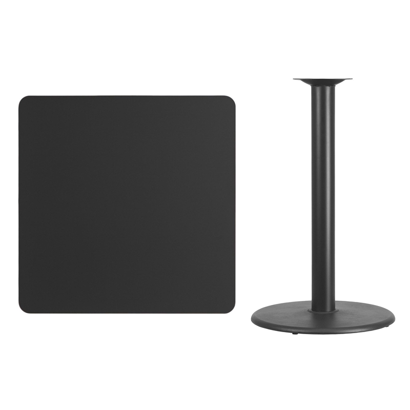 Catania Modern / Contemporary 36Sq Laminate Table-Rd Base In Black