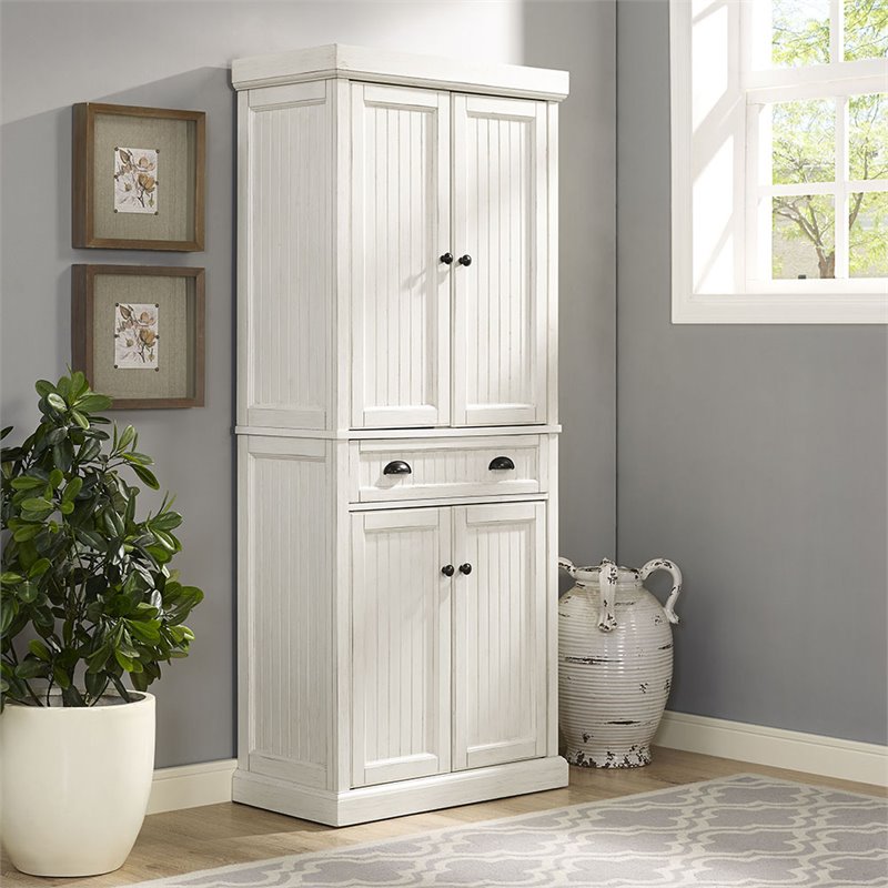 Catania Modern / Contemporary 4 Door Coastal Pantry in White