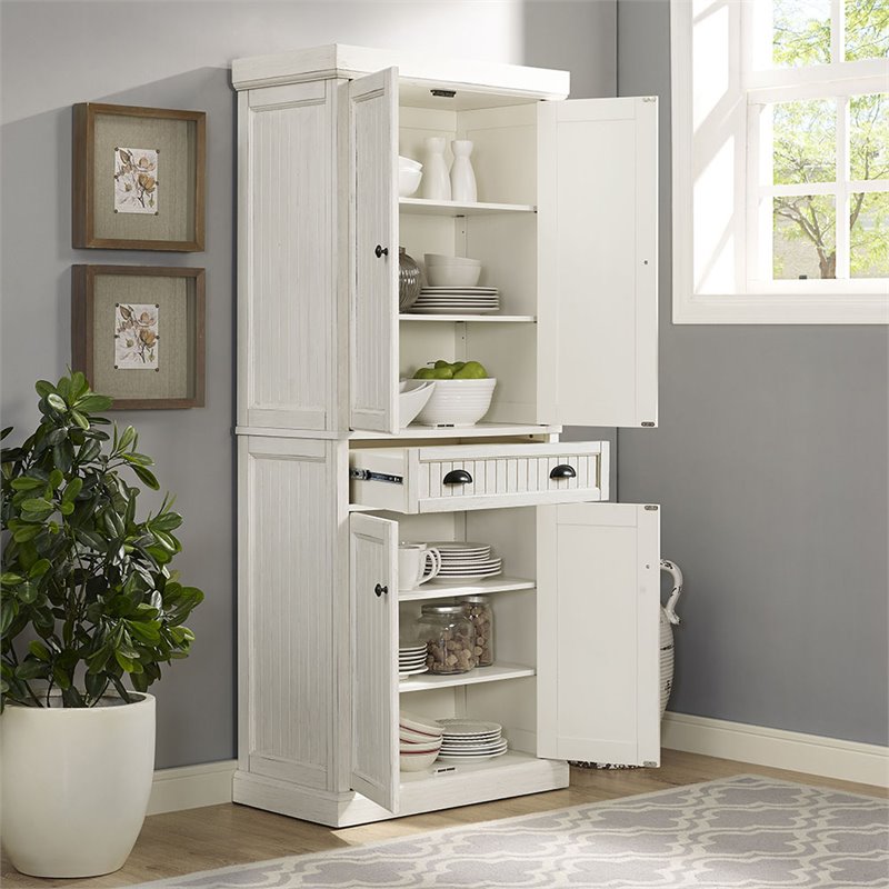 Catania Modern / Contemporary 4 Door Coastal Pantry in White