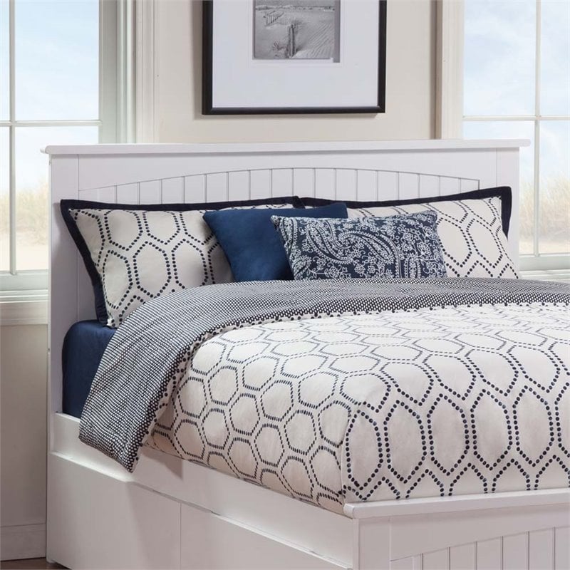 Catania Queen Solid Wood Panel Headboard with Device Charger in White