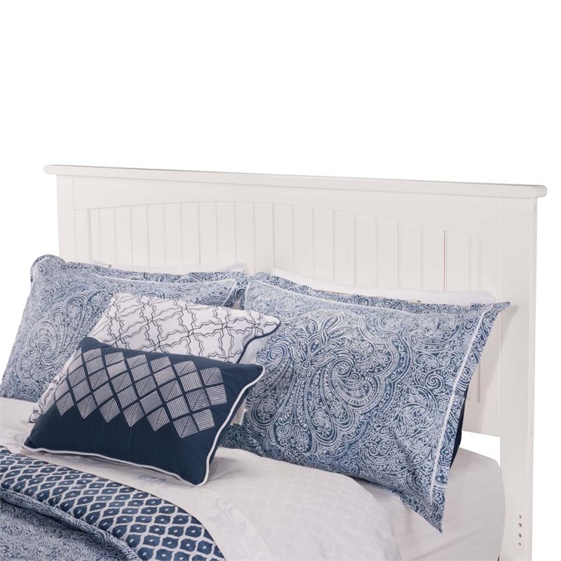 Catania Queen Solid Wood Panel Headboard with Device Charger in White
