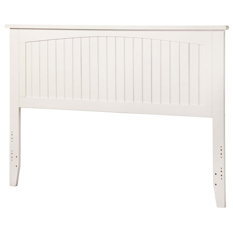 Catania Queen Solid Wood Panel Headboard with Device Charger in White
