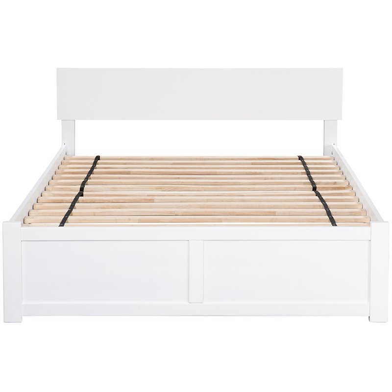 Catania Full Solid Wood Bed and Footboard with Storage Drawers in White