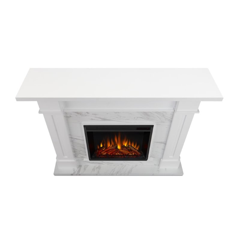 Catania Modern / Contemporary Electric Fireplace in White Marble
