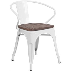 catania modern / contemporary metal dining arm chair in white