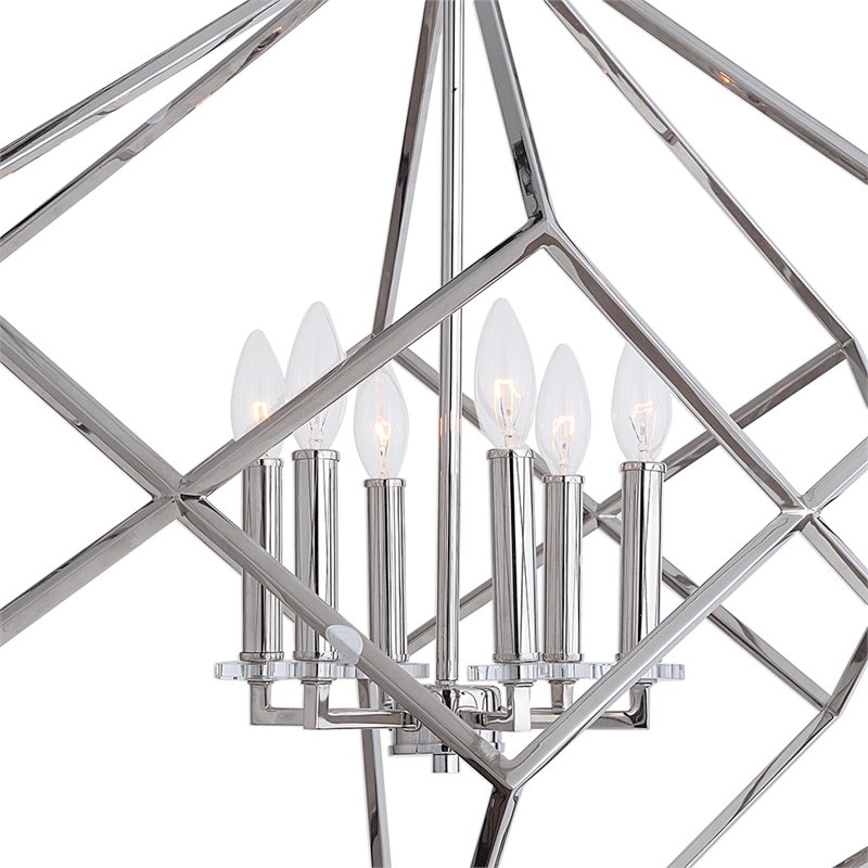 Catania 6-Light Steel and Crystal Cube Pendant Light in Nickel