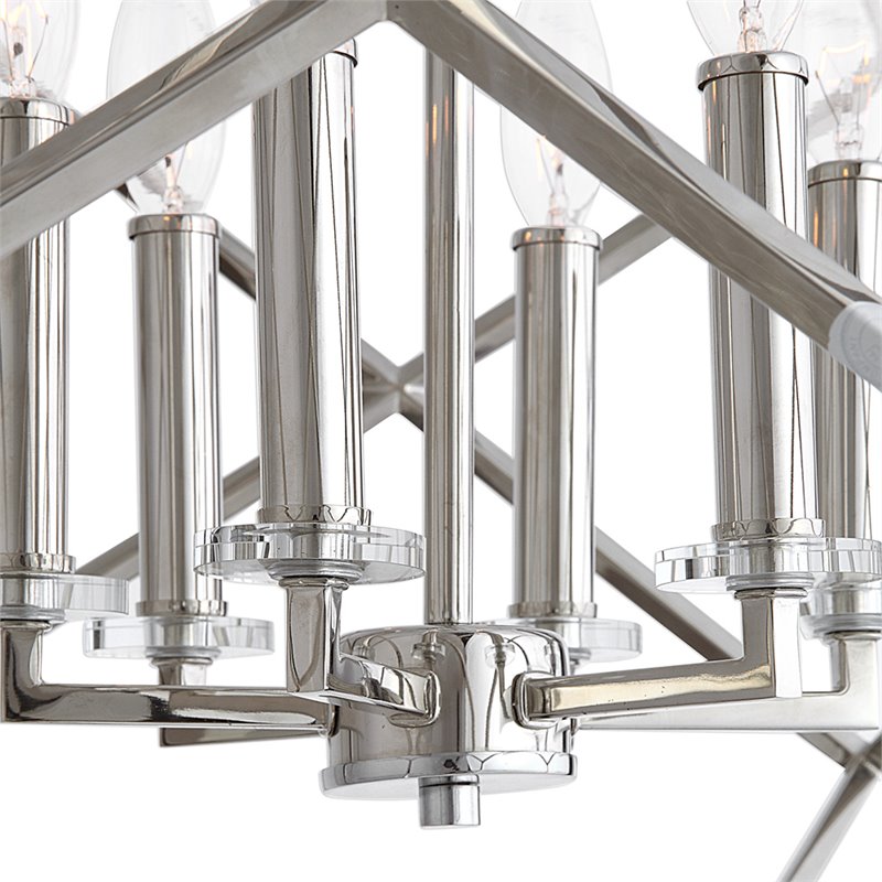 Catania 6-Light Steel and Crystal Cube Pendant Light in Nickel