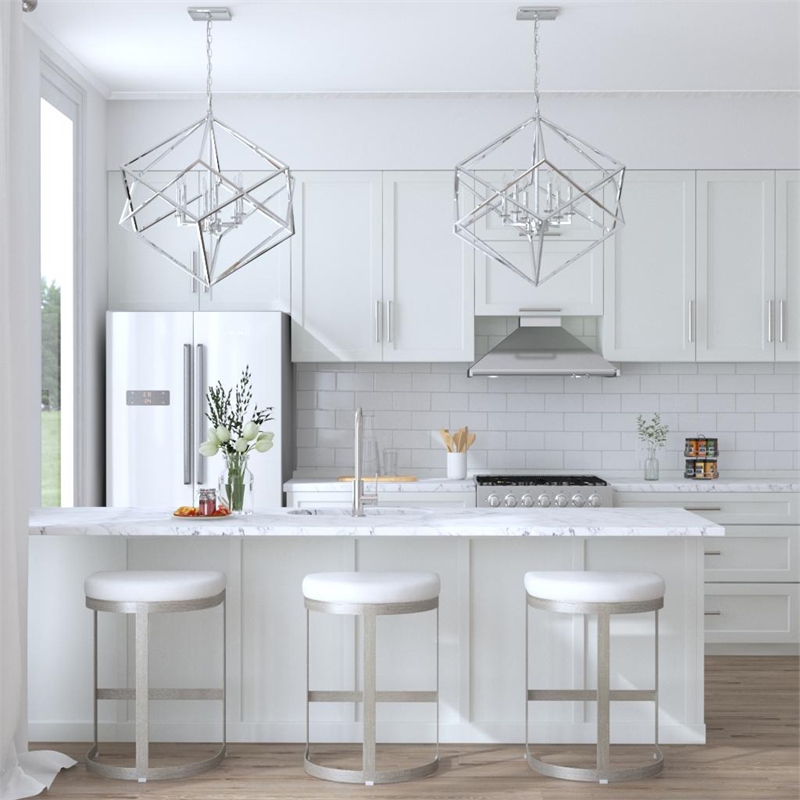 Catania 6-Light Steel and Crystal Cube Pendant Light in Nickel