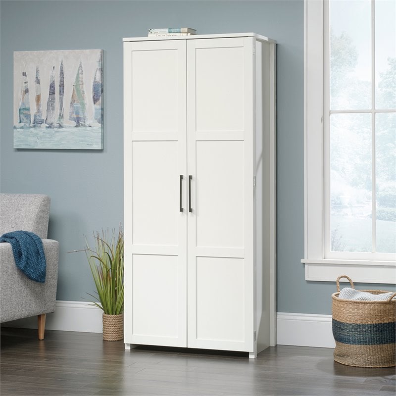 Catania Modern / Traditional Engineered Wood Pantry in White Finish