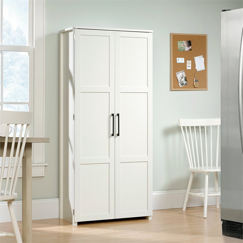 Catania Modern / Traditional Engineered Wood Pantry in White Finish