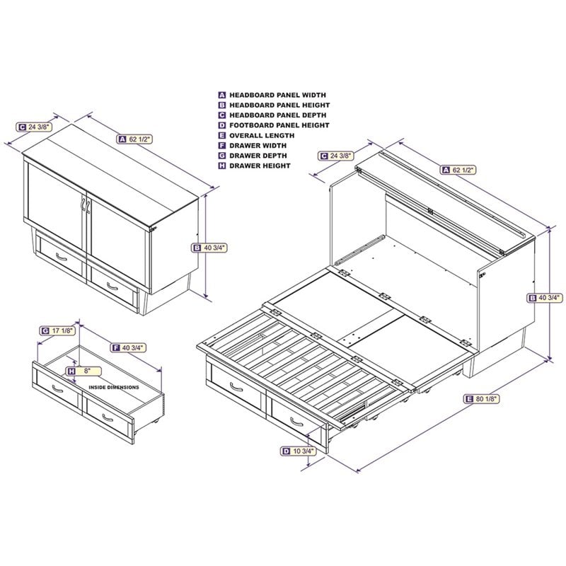 Catania Modern / Contemporary Monroe Queen Murphy Bed Chest in White