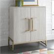 Catania Modern Silver Faux Marble and Gold Metal Base Wine Cabinet