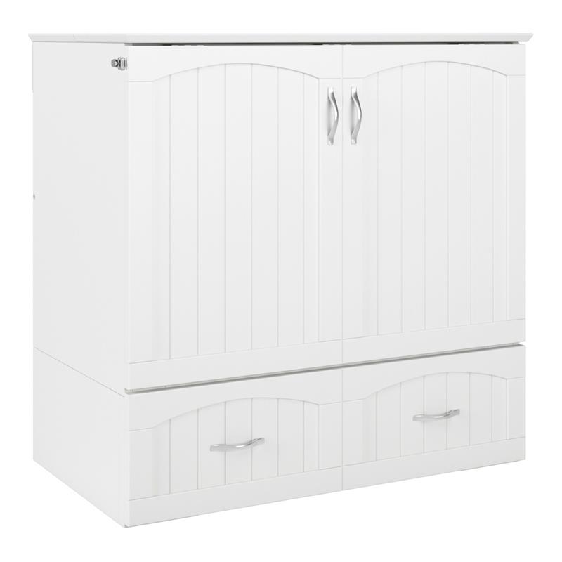 Catania Modern Wood Twin XL Murphy Bed Chest with Mattress in White