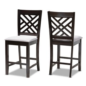 Catania Caron 25&quotH Upholstered Wood Bar Stool in Gray & Espresso Set of 2