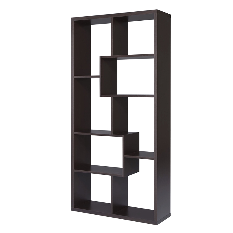 Catania Contemporary Wood 10-Shelf Bookcase in Walnut Finish