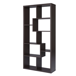Catania Contemporary Wood 10-Shelf Bookcase in Walnut Finish