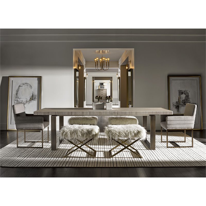 Catania Robards Butterfly Leaf Wood Dining Table in Quartz Gray