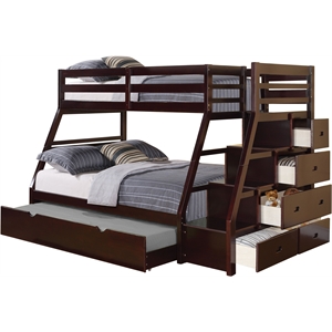 Catania Twin over Full Storage Bunk Bed with Trundle in Espresso