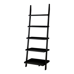 Catania Transitional Wood 5-Shelf Ladder Bookcase in Black Finish