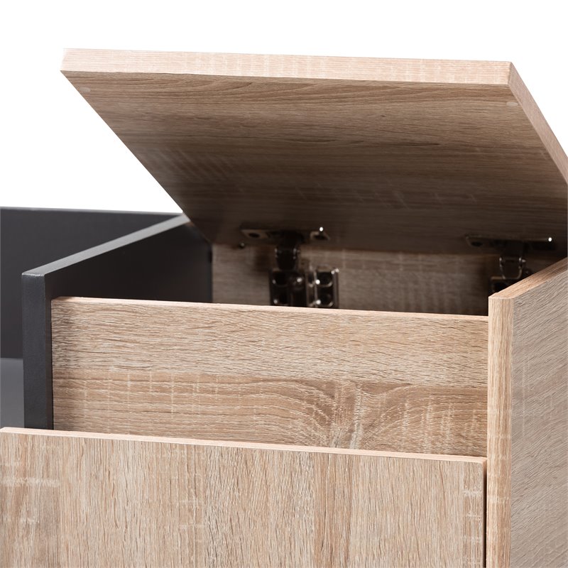 Catania Fella Two-Tone Oak Brown and Dark Gray Finish Shoe Cabinet