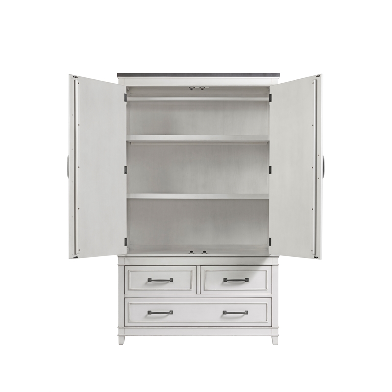 Catania Modern / Contemporary 3 Drawer Armoire White with Gray Top