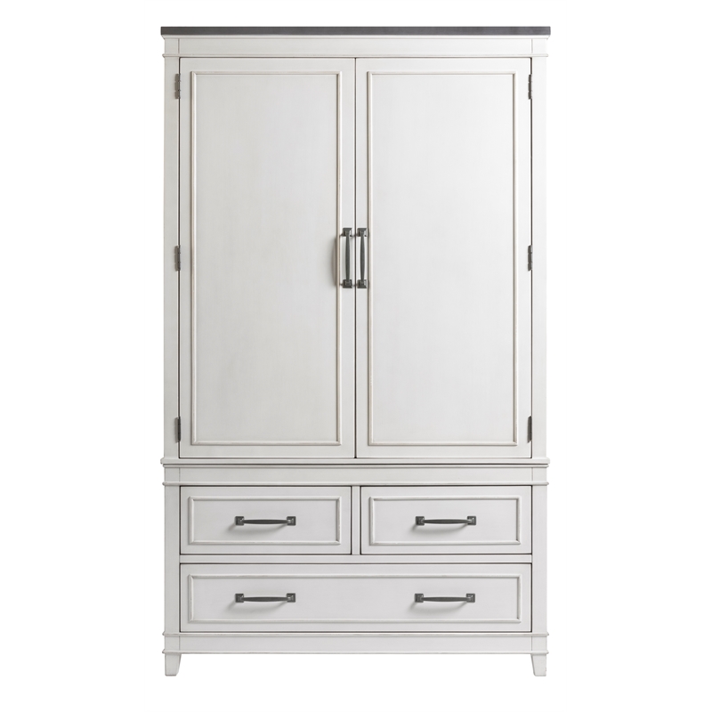 Catania Modern / Contemporary 3 Drawer Armoire White with Gray Top