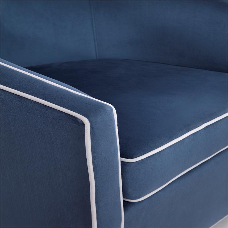 Catania Blue Velvet with Contrasting Cream Welt Barrel Swivel Chair