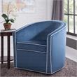 Catania Blue Velvet with Contrasting Cream Welt Barrel Swivel Chair