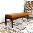 Catania Mid-Century Modern Rectangular Genuine Leather Bench in Tan