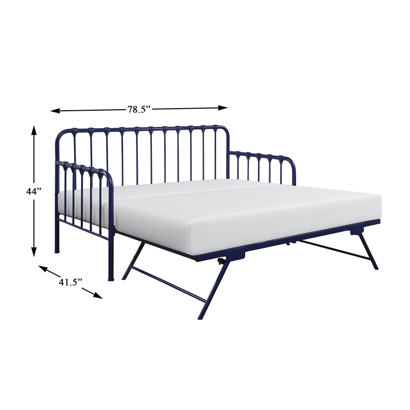 Catania Modern / Contemporary Metal Daybed with Trundle in Navy Blue