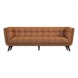 Catania Mid-Century Modern Tufted Genuine Leather Sofa in Cognac Tan