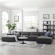 Catania 6 Piece Fabric Upholstered Modular Sectional Sofa in Charcoal