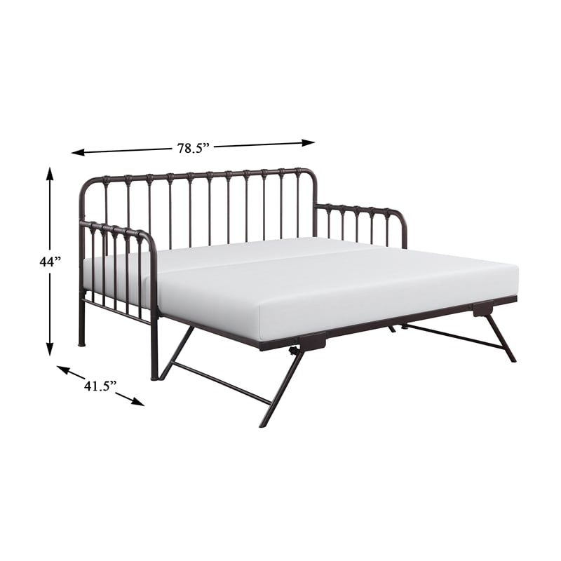 Catania Modern / Contemporary Metal Daybed with Trundle in Dark Bronze