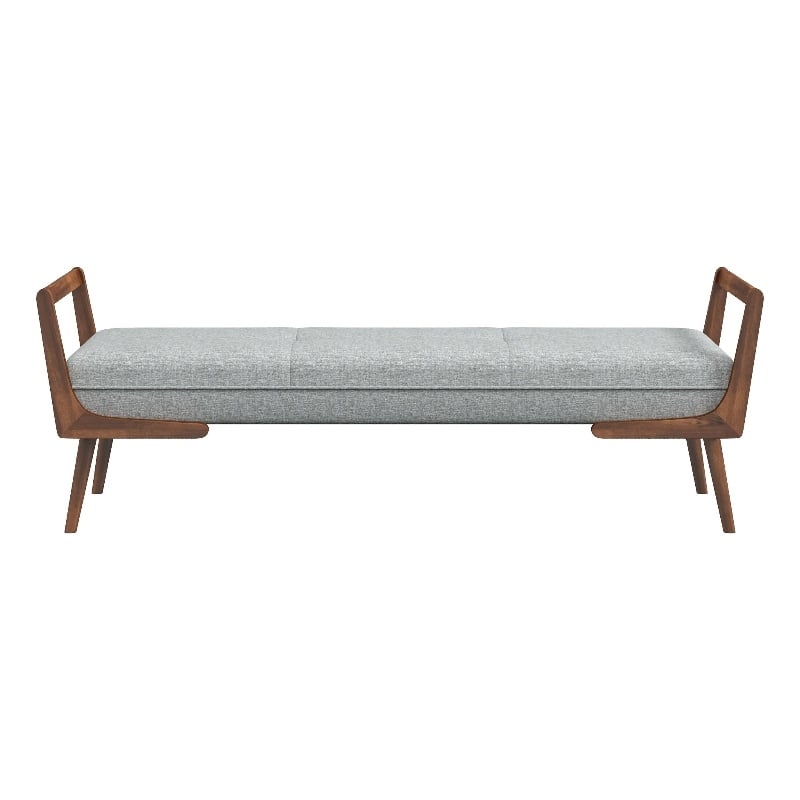 Catania Mid-Century Modern Rectangular Fabric Upholstered Bench in Gray