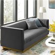 Catania Modern / Contemporary Vertical Channel Tufted Velvet Sofa in Gray