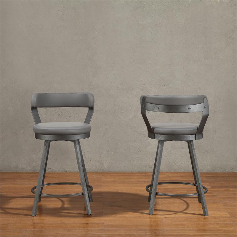Catania Metal Swivel Counter Height Chair in Gray (Set of 2)
