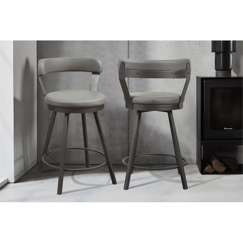 Catania Metal Swivel Counter Height Chair in Gray (Set of 2)