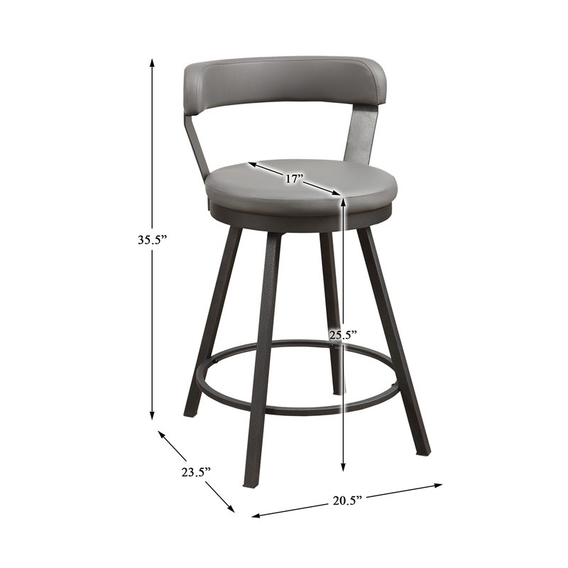 Catania Metal Swivel Counter Height Chair in Gray (Set of 2)
